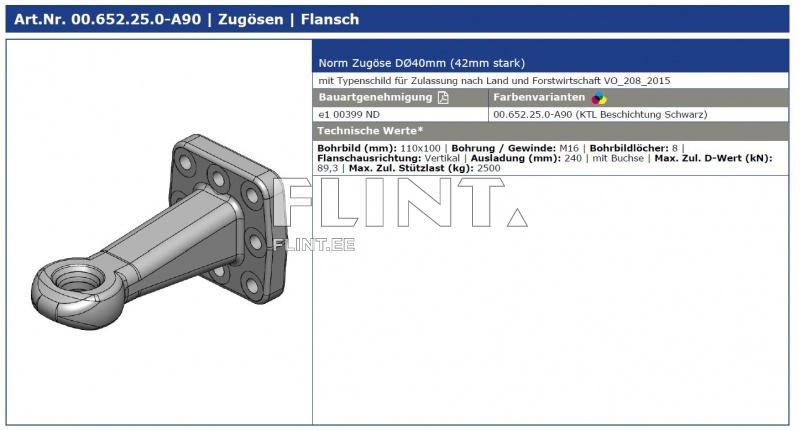 Towing eye Scharmüller 00.652.25.0 (110x100) eye 40mm