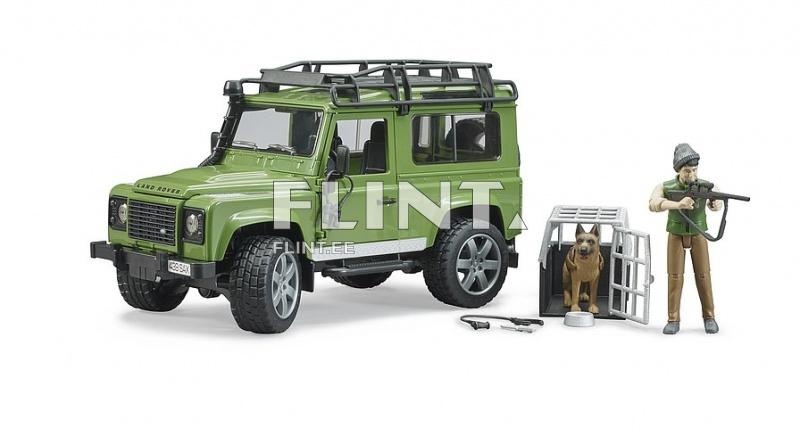 Land Rover Defender (28x13,8x15,3cm) + metsänvartija ja koira Bruder Land Rover Defender (28x13,8x15,3cm) + metsänvartija ja koira Bruder