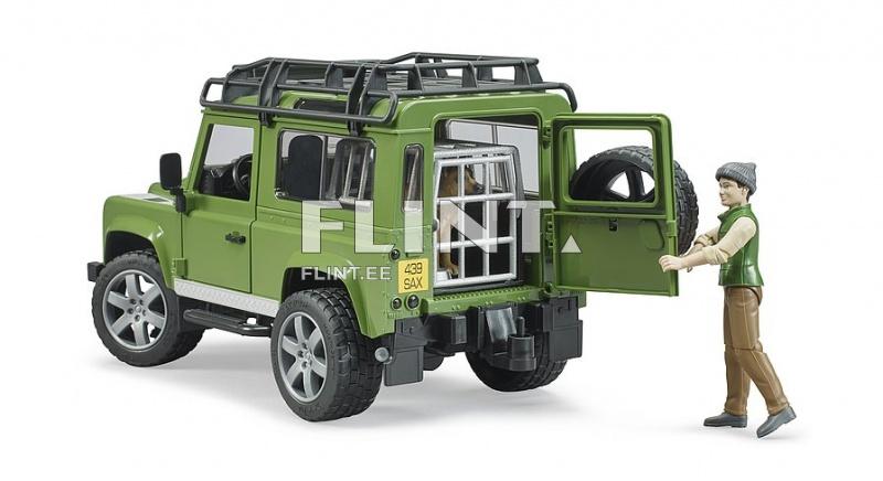 Land Rover Defender (28x13,8x15,3cm) + metsänvartija ja koira Bruder Land Rover Defender (28x13,8x15,3cm) + metsänvartija ja koira Bruder