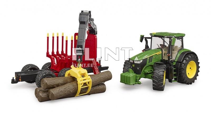 Traktori John Deere 7R 350 (73x17,5x20,5) + metsävaunu Bruder Traktori John Deere 7R 350 (73x17,5x20,5) + metsävaunu Bruder