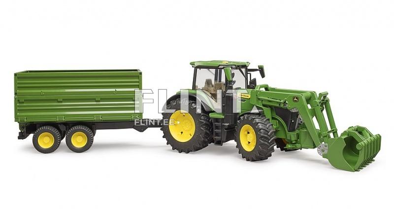 Traktori John Deere 7R 350 (80,5x17,5x20cm) + etukuormaaja + perävaunu Bruder Traktori John Deere 7R 350 (80,5x17,5x20cm) + etukuormaaja + perävaunu Bruder