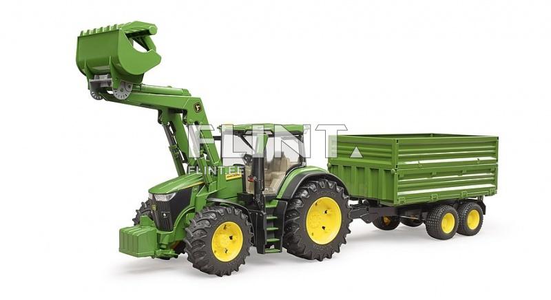 Traktori John Deere 7R 350 (80,5x17,5x20cm) + etukuormaaja + perävaunu Bruder Traktori John Deere 7R 350 (80,5x17,5x20cm) + etukuormaaja + perävaunu Bruder