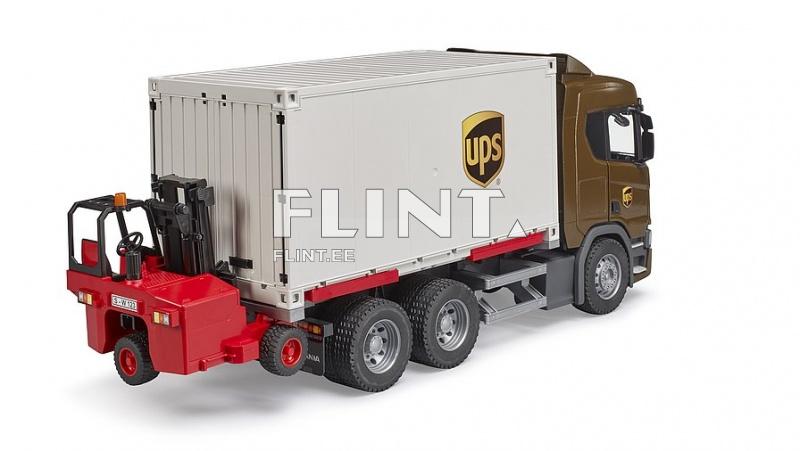 UPS Scania Super 560R + trukki (53,5x18,5x26,5cm) Bruder UPS Scania Super 560R + trukki (53,5x18,5x26,5cm) Bruder