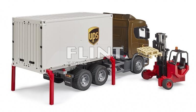 UPS Scania Super 560R + trukki (53,5x18,5x26,5cm) Bruder UPS Scania Super 560R + trukki (53,5x18,5x26,5cm) Bruder