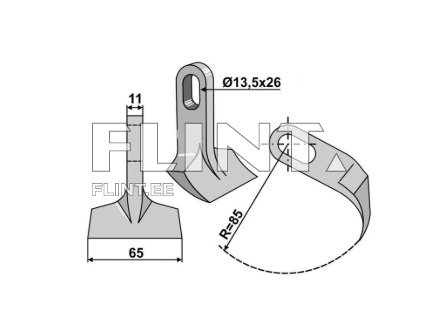 Tasandusniiduki vasar (65x10mm; ava 14x26; R92mm) Peruzzo ELK, Puma 05030031