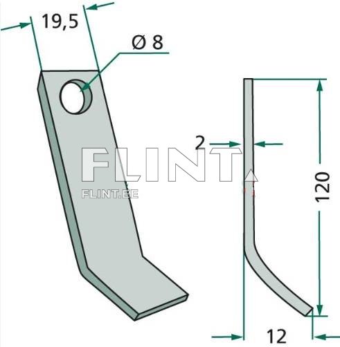 Y-terä (120x19,5x2; reikä 8mm)