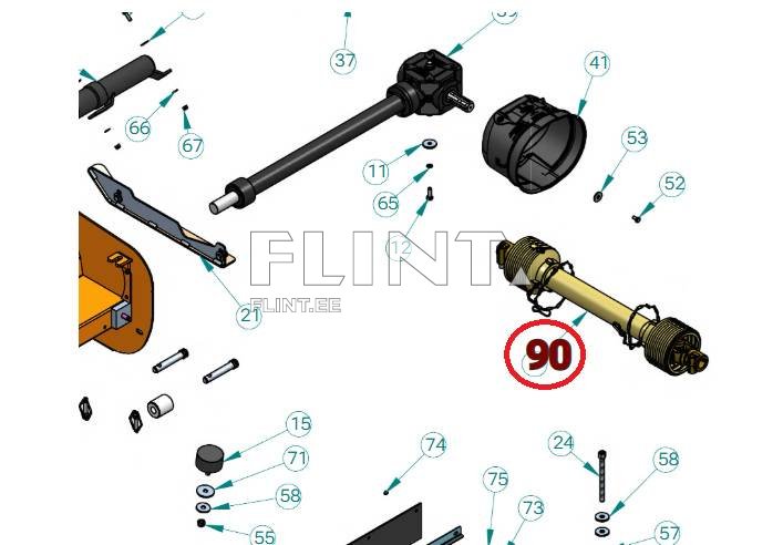 PTO shaft for Peruzzo Teg Special Kubota 1600 (21444275)