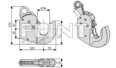 Automatic hook Cat.2S (Max.90HP) CBM Opti-Lock
