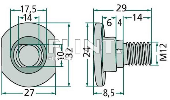 Bolt+nut M12x24mm KRONE 143229; Pöttinger 119.006 Bolt+nut M12x24mm KRONE 143229; Pöttinger 119.006