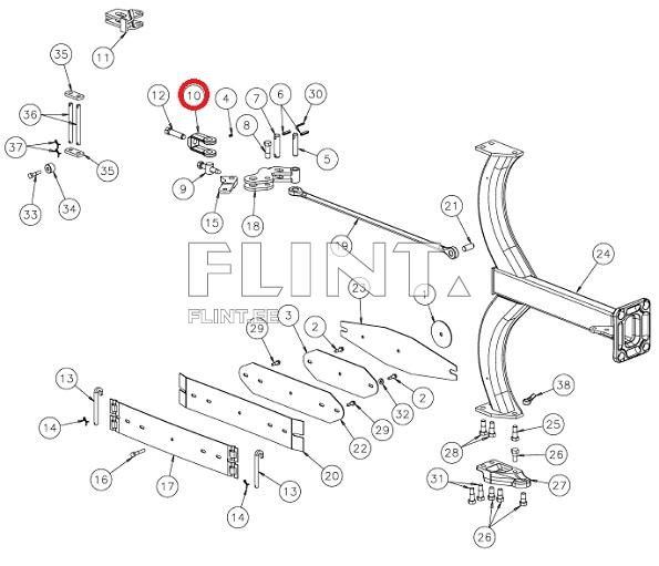 Hank for tie rod Kverneland KK067040R (22mm) Hank for tie rod Kverneland KK067040R (22mm)