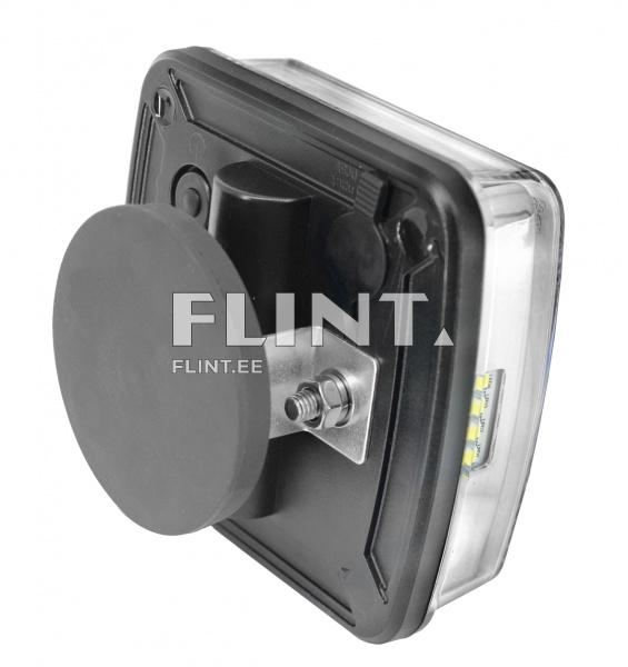 The product features a black casing with a clear front view. At the bottom, there is a round black magnet. On the left side, there are LED strips.