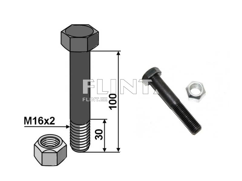 Blade bolt+nut M16x100 10,9