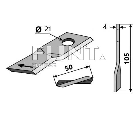 Mower blade Rasa (Galfre) Kuhn 980204174 R (105x50x4; hole 21mm) PBL
