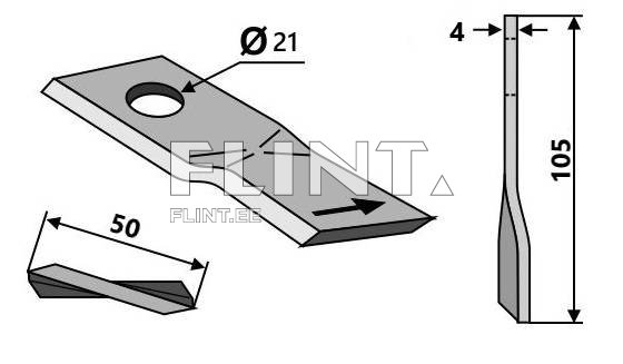 Mower blade Rasa (Galfre) Kuhn 980204175 L (105x50x4; hole 21mm)