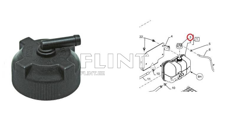 Jäähdyttimen täyttökorkki Case, New Holland (kierre 45mm)