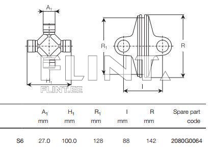 Wide angle center part for cross 27x100mm Bondioli 2080G0064