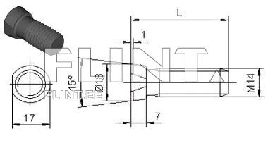 Plough bolt M14x34 (w1/flants)