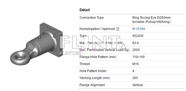 Towing eye Scharmueller 00.652.43.0 (110x100) eye 50mm