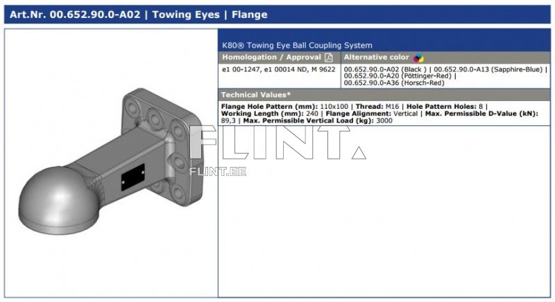 Towing eye ball coupling Scharmueller 00.652.92.1 K80® (110x100) 3t