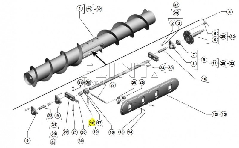 Sõrmede võlli puks 42x36,5x33 (3518050-10081 RSM)