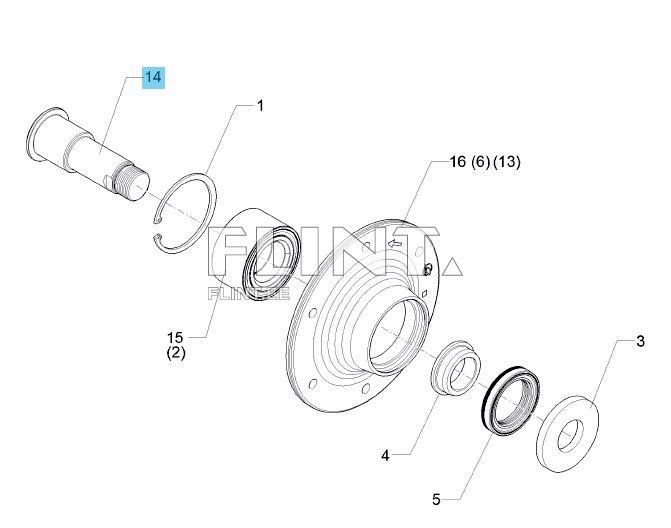Axel 65/50x149 M36x1,5 (45510041) left LEMKEN RUBIN 12