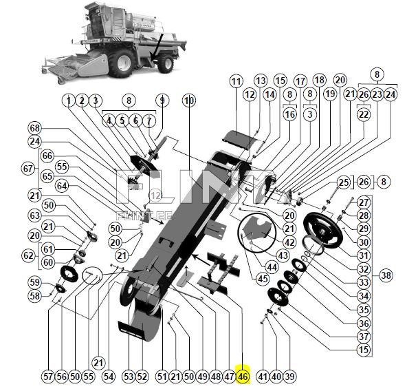 Elevaatori kett DON/VECTOR/ACROS (lühike 3,0m) 08.134.000-01/10.01.54.020B (prahielevaator)