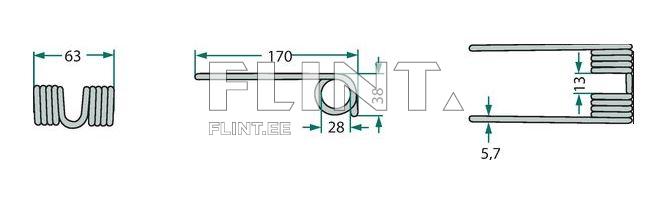 Tine VICON 16618933 (170x63x5,7; hole 28mm)