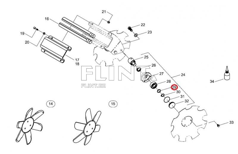 The image displays various machine parts, including rotors and their connections. The parts are numbered for easy identification and assembly.