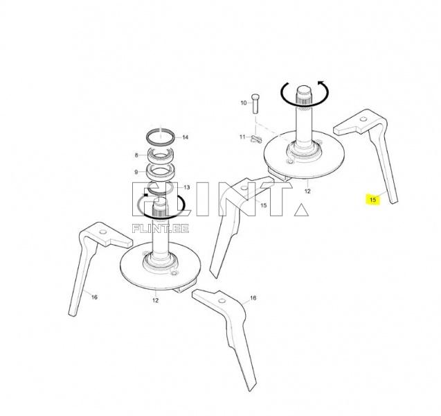 Rotary harrow tine AMAZONE 965781 (left)