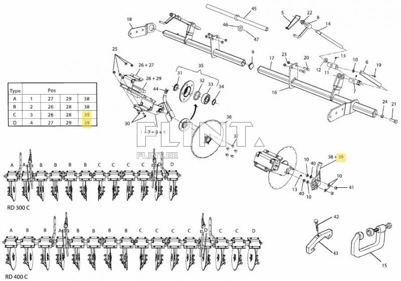Fertilizer coulter (right, curved, for RD, RDC) Väderstad 432121