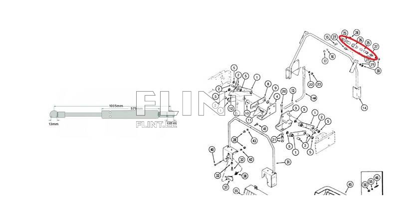 Gas strut 350N Stabilus (Case 671618, 1968168C3)