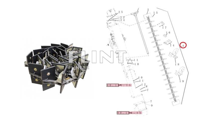 Elevaatori kett Case 87281911 (36 laba, 6003mm)