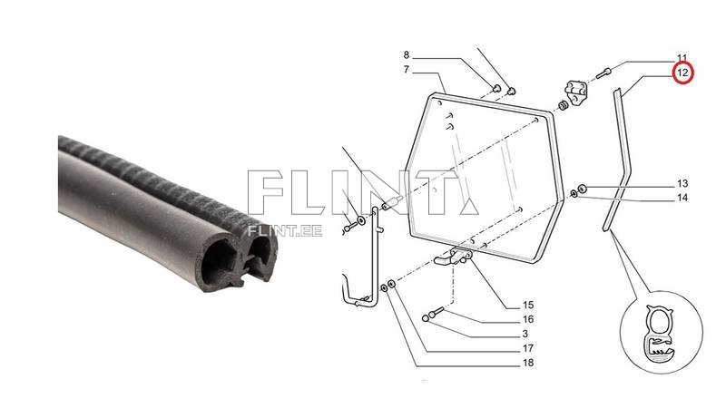 Tagaklaasi tihend Case/ New Holland 87679906