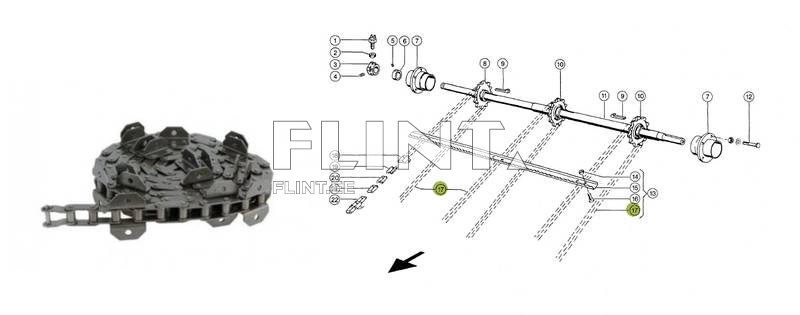 Kallaku kett Claas 610589.0 (Dominator 106 &amp; 108) L=3917mm