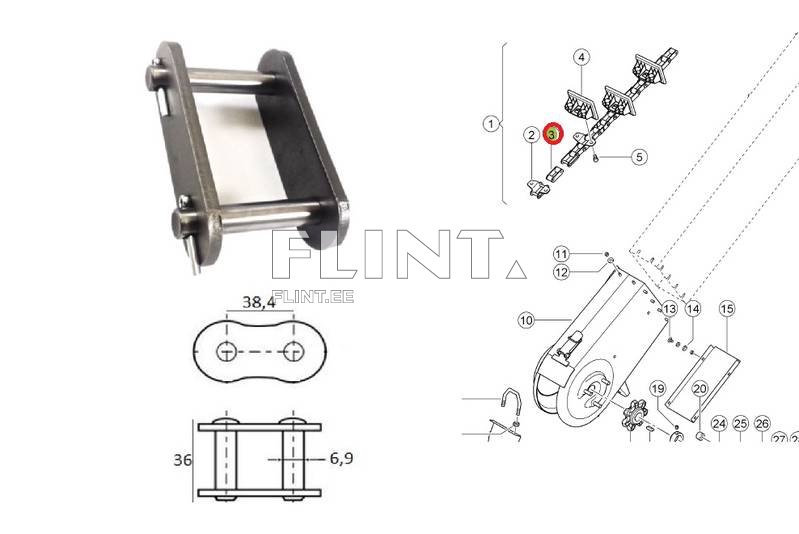 Chain lock Claas 0028600 (ts-ts 38,4mm) 6,92mm