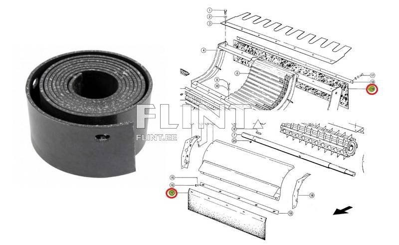 Rubber sealing strip Claas 06702540 (265x1020mm)