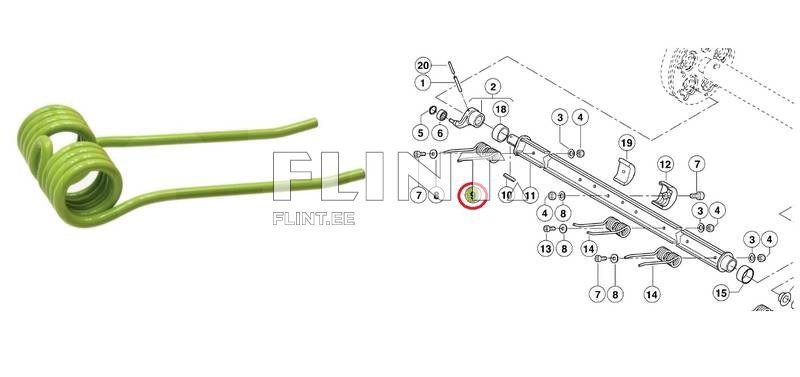 Pick-up spring tine Claas 807297 (206x75x5; hole 30mm)