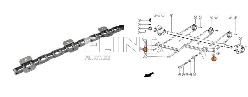 Conveyor chain outer Claas 5400340 (Medion) (L=4109mm)