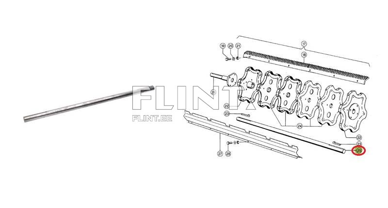 Peksutrumli võll L-1164; 45mm Claas 600414