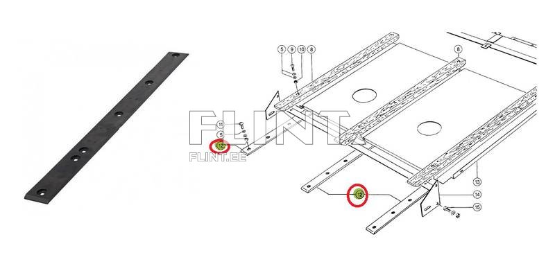 Guide plate plastic Claas 603612 (60x7x720/735mm)