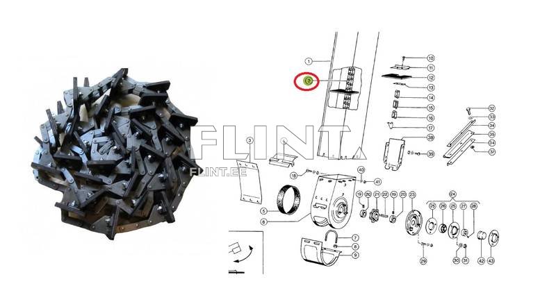 Elevaatori kett Claas 607906 (teraelevaator) Dominator, Mega (34 laba)