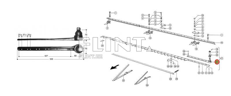Knife head Claas 3,9-9,0M 7/15 (6264111; 670406.1)