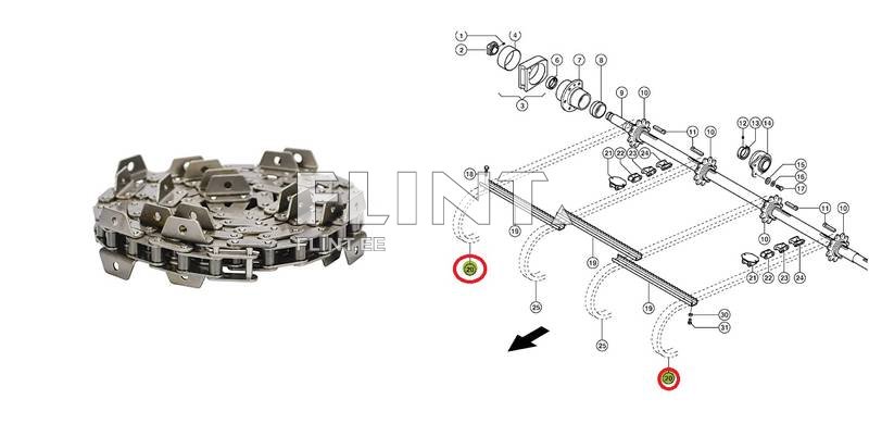 Kallaku kett Claas 630567.2 (välimine) Lexion  L=4147mm