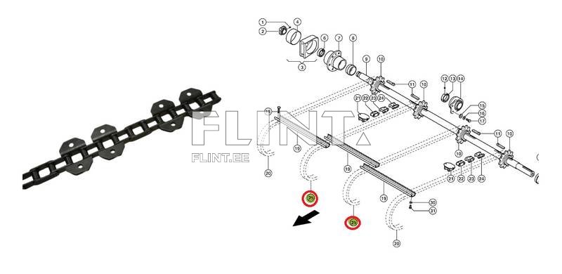 Kallaku kett Claas 630643.2 (sisemine) Lexion  L=4147mm