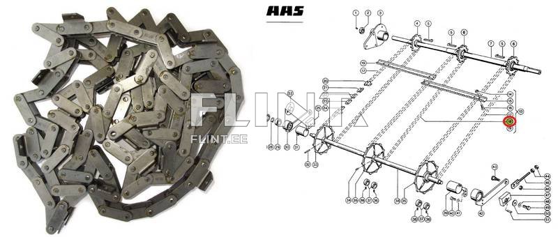 Intake chain Claas 6801130 (middle) L=3341mm