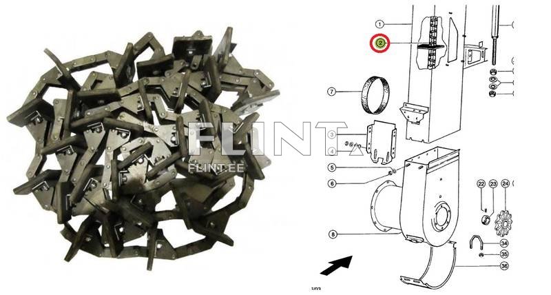 Elevaatori kett Claas 757220/601216/735916 (teraelevaator) Lexion (40 laba, 6298mm)