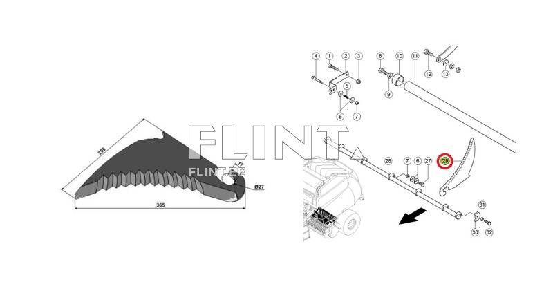 Loader wagon knife Claas 8510221 (365x255x5)