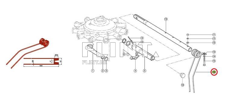 Hay tine Claas 955483.0 (595x87x9; hole 50mm)