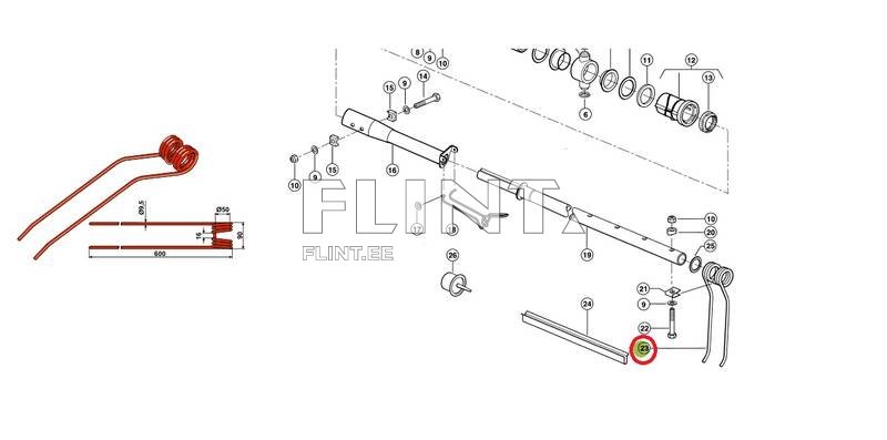 Hay tine Claas 955710.0 (600x90x9,5; hole 50mm)