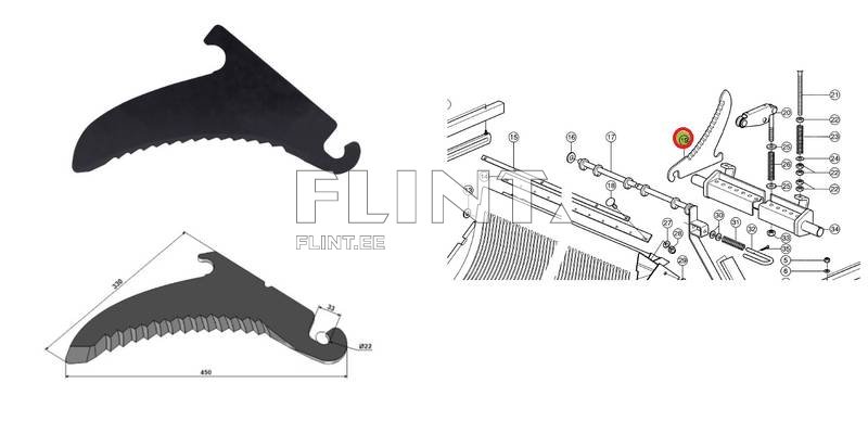 Loader wagon knife Claas Quantum 9713030 (452x230x5mm)